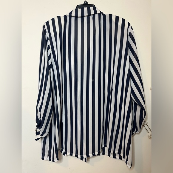Jacolyn Smith Classic sheer vintage pinstripe blouse size 22W - Picture 5 of 6